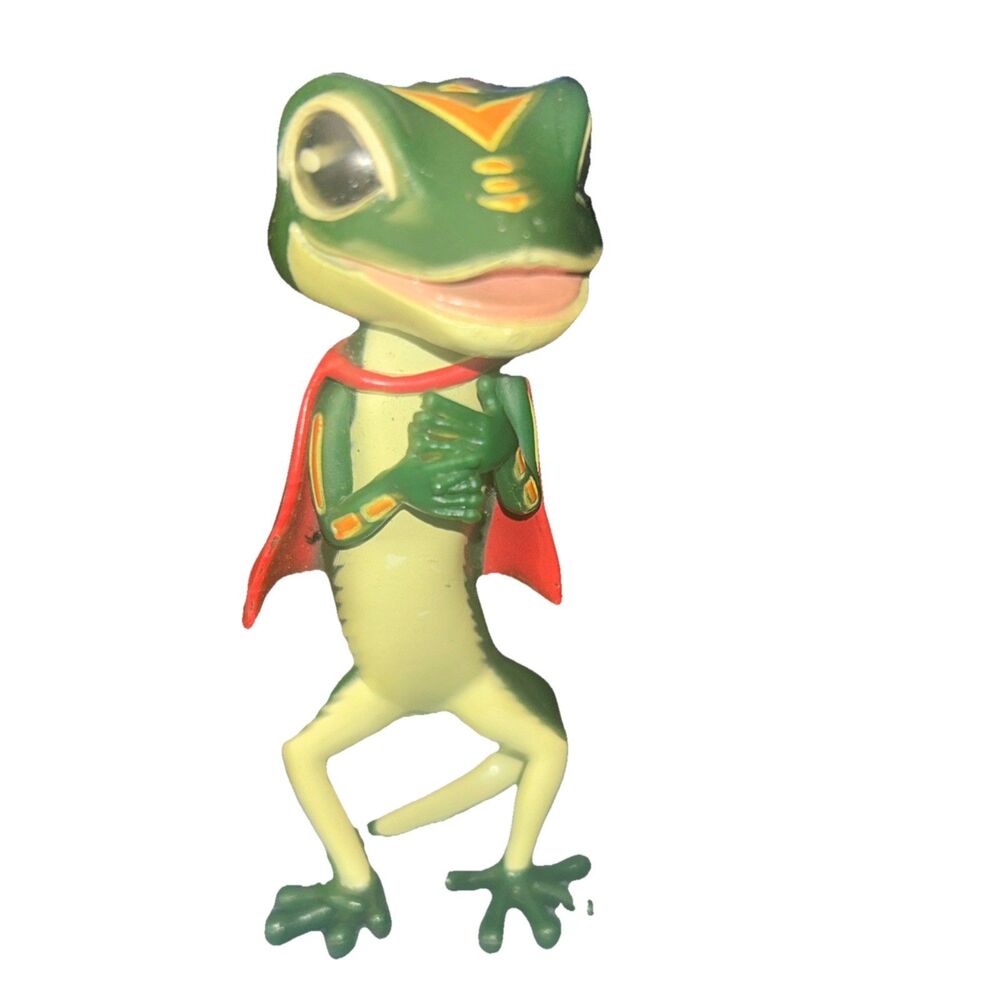 Geico Gecko Lizard Red Cape 4" Plastic Figure